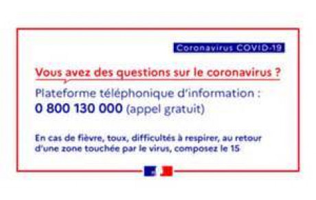 CORONAVIRUS - Suite des mesures